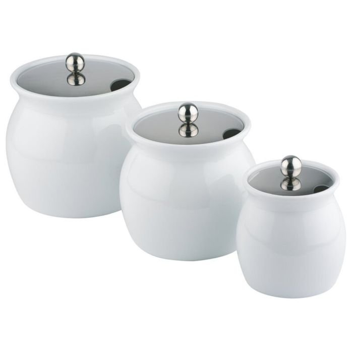 Mērču trauks-podiņš 0.8L h-13cm porcelāna, ar met.vāku