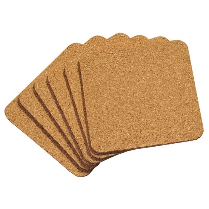 Paliktņi korķa 10x10x0.3cm 6gab brūns