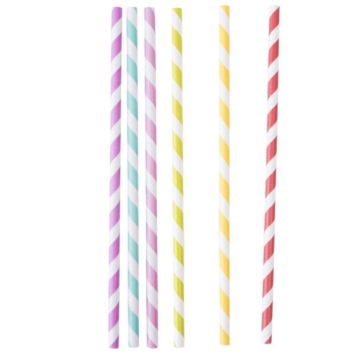 Paper straws ø6mm h-19.7cm 100 pcs striped