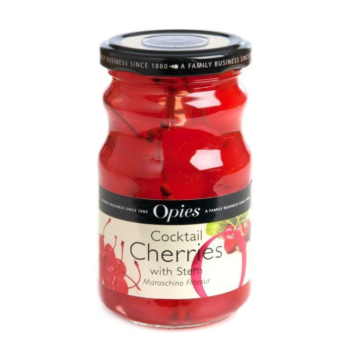 Sarkani kokteiļķirši 225g/125g ar kātiņiem
