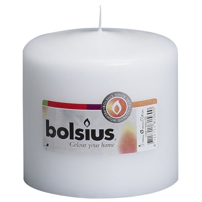 Svece cilindrs h-10cm ø9.8cm balta