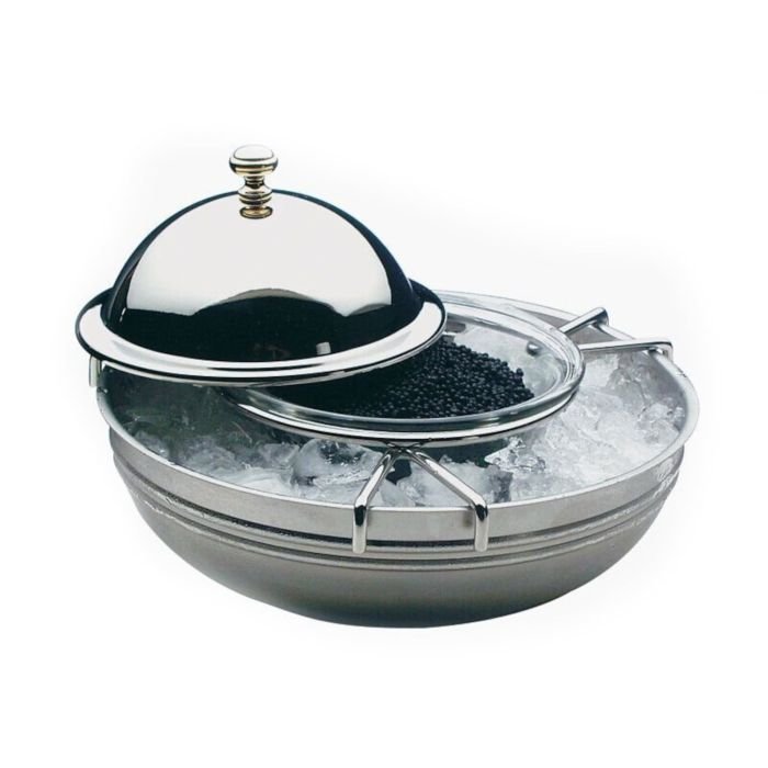 Caviar cooler ø 18cm h-5cm, glassbowl ø 10cm