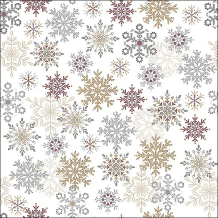 Salvetes 33cm 3-k. 20gab SNOWFLAKES ALL OVER WHITE