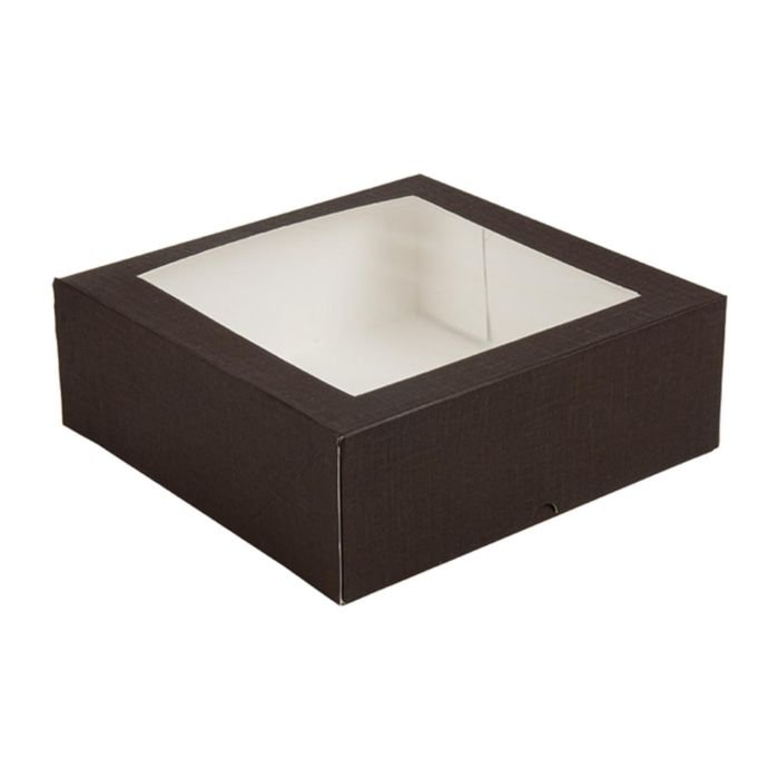 Kastīte ar logu 28x28 h-10cm brūna