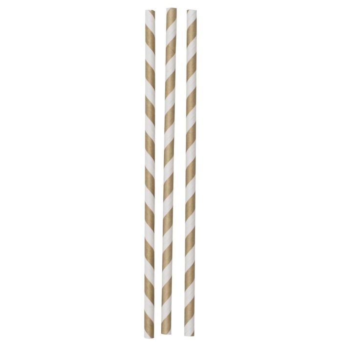 Paper straws ø6mm h-19.7cm 100 pcs striped gold