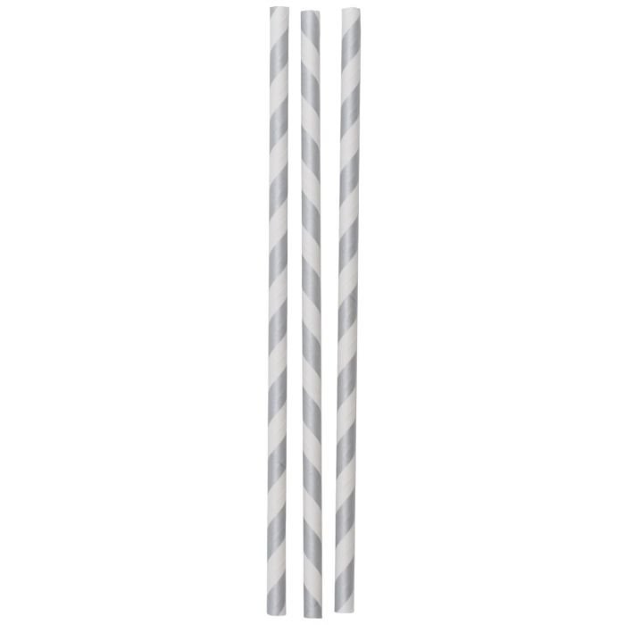 Paper straws ø6mm h-19.7cm 100 pcs striped silver