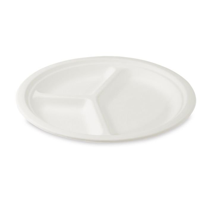 Šķīvji v/l. BIO ø 26cm 3-daļīgi 50gab cukurn.šķiedras