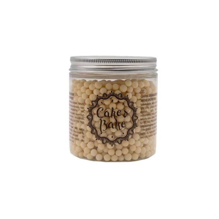Decors sugar pearls light beige 150g CAKE&BAKE