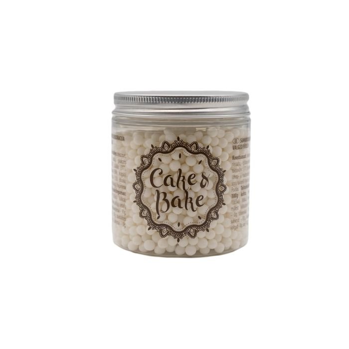 Decors sugar pearls white 150g CAKE&BAKE