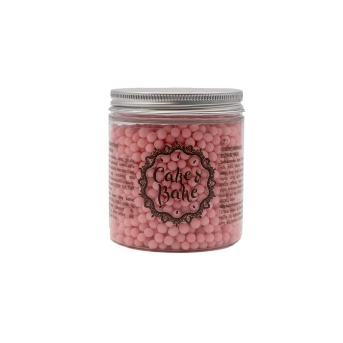 Decors sugar pearls pink 150g CAKE&BAKE