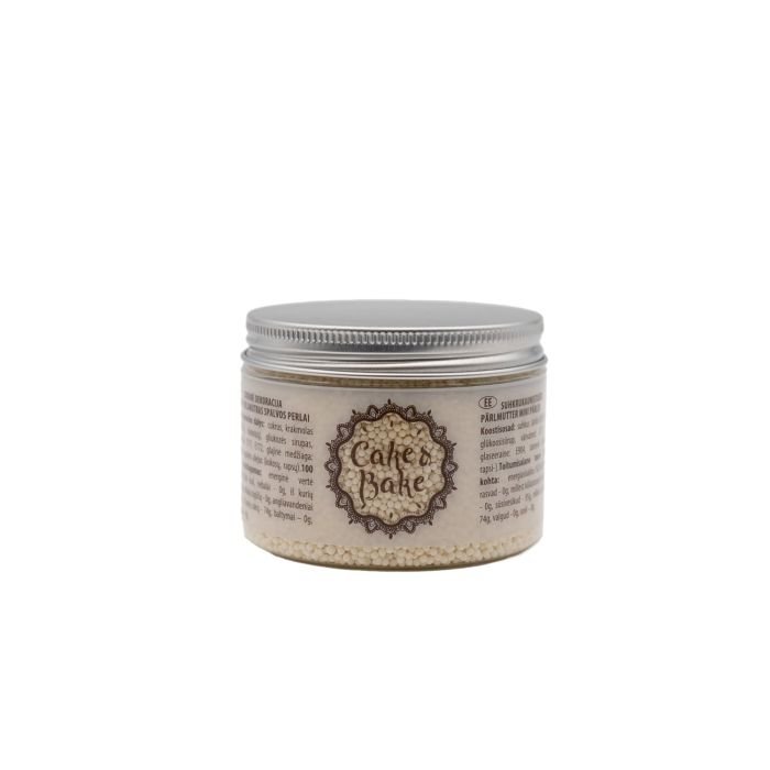Decors sugar pearls mini white 130g CAKE&BAKE