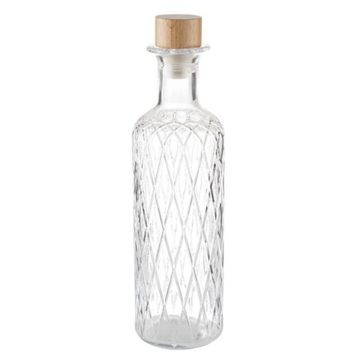 Pudele stikla DIAMOND 0.8L ø8cm h-28cm ar koka/silikona korķi