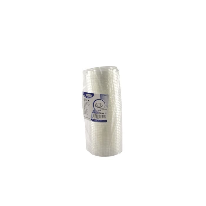 Vāki v/l plastmasas,rPET taisnie bez cauruma ø 95mm, 50gab. (glāzēm 0.4l, 0.5l)