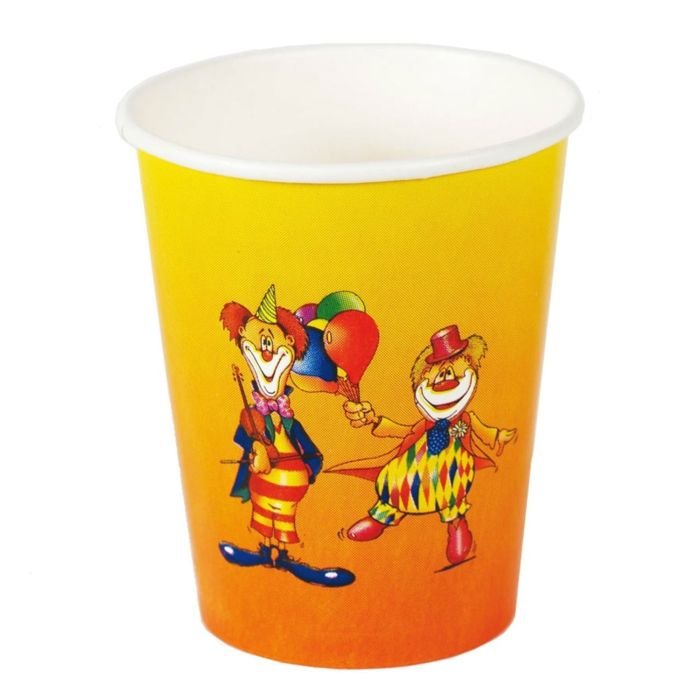 Disposable paper cups 200ml 10 pcs CLOWN