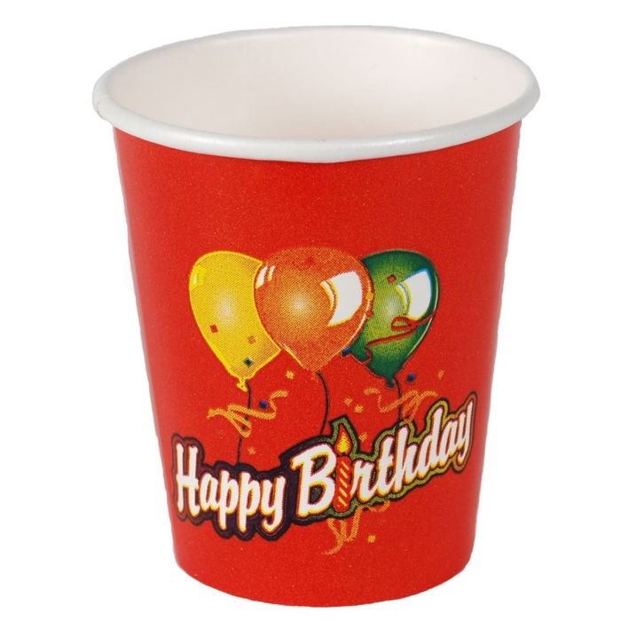Disposable paper cups 200ml 10 pcs HAPPY BIRTHDAY