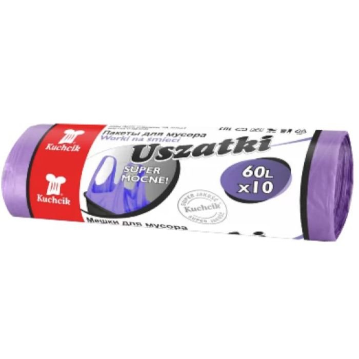 Atkritumu maisi 60L 10gab ar rokturiem (13 mic)