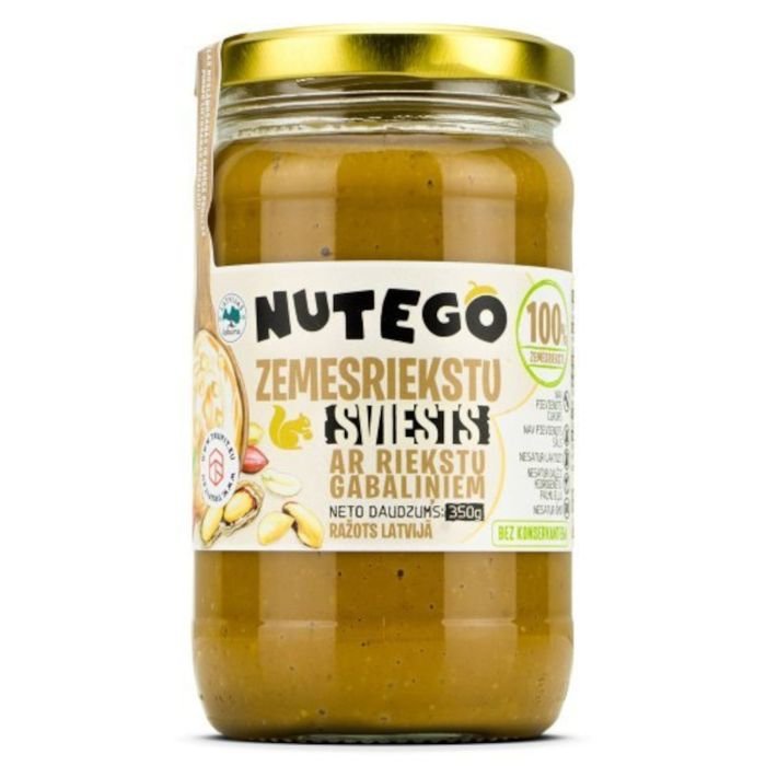 Zemesriekstu krēms ar riekstu gabaliņiem 100% (bez pievienota sāls un cukura) 350g NUTEGO
