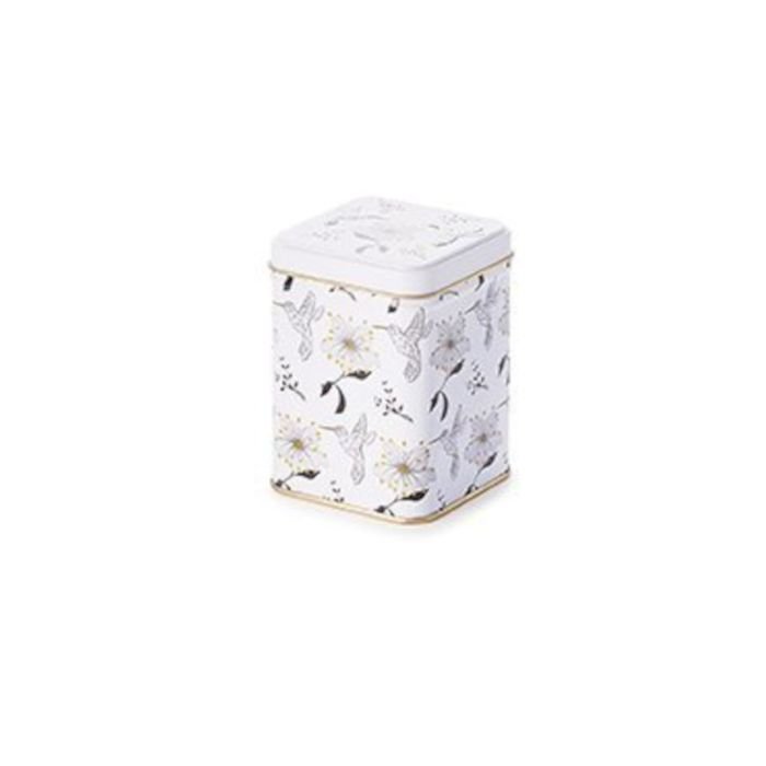 Tin "Senta", 100 g square, slip lid, embossed 9,8 x 6,5 x 6,5 cm