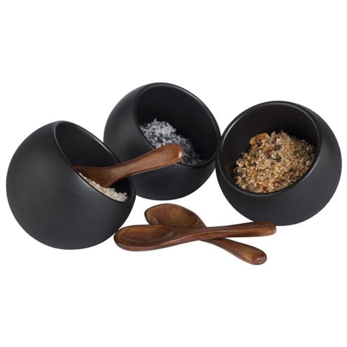 Trauku komplekts ar karotēm 3gab ø8cm 50ml MOON melamīna melns