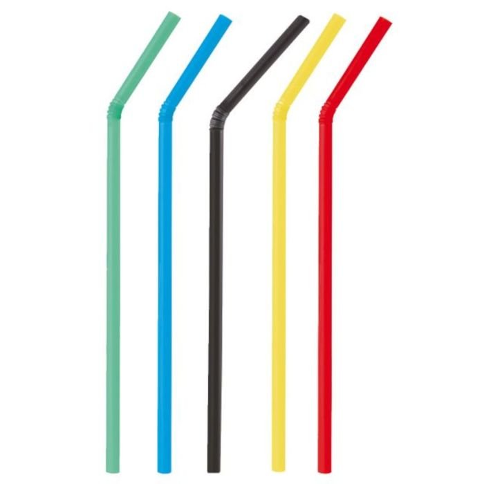 Flexible paper straws ø6mm h-24cm 100 pcs multicolored