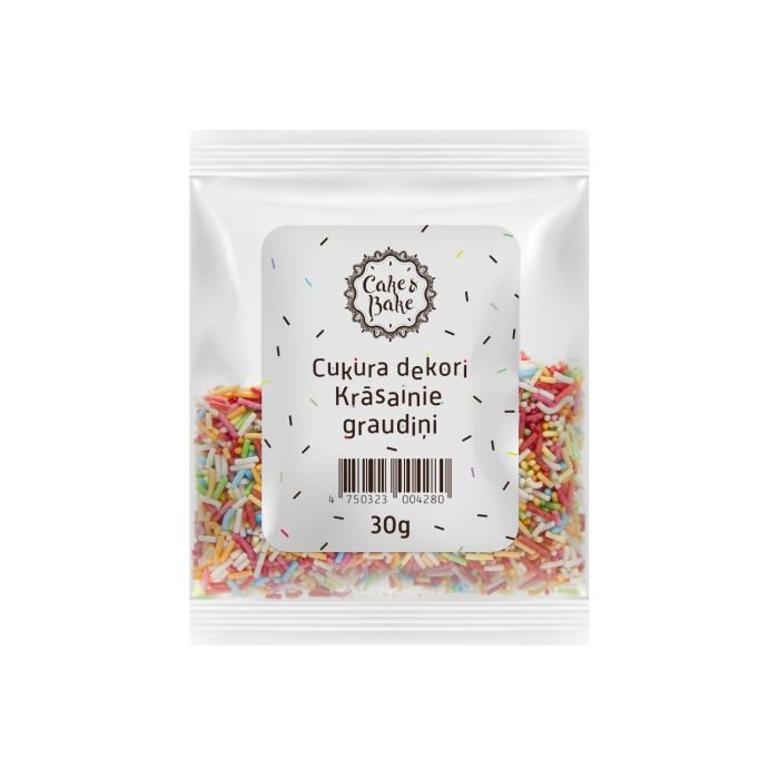 Dekori cukura krāsainie graudiņi 30g CAKE&BAKE