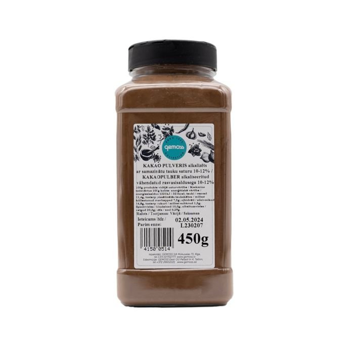 Kakao pulveris alkalizēts 450g GEMO SPICE L (ar samaz. tauku saturu 10-12%)