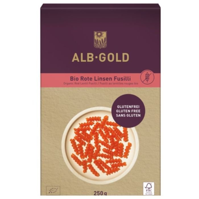 Pasta sarkano lēcu bezglutēna Fusilli BIO 250g
