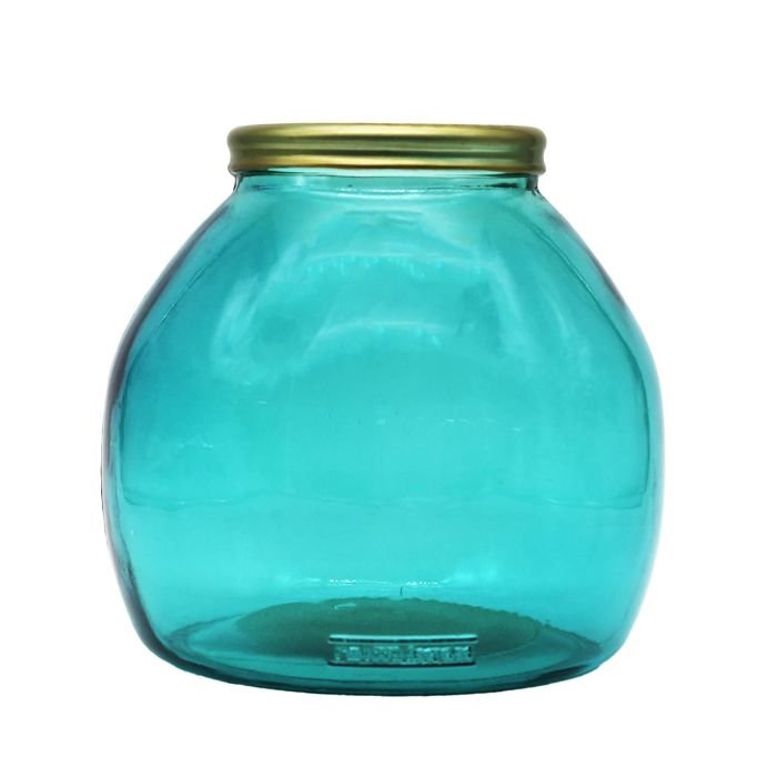 Vāze MONTANA 20cm turquoise with golden edge