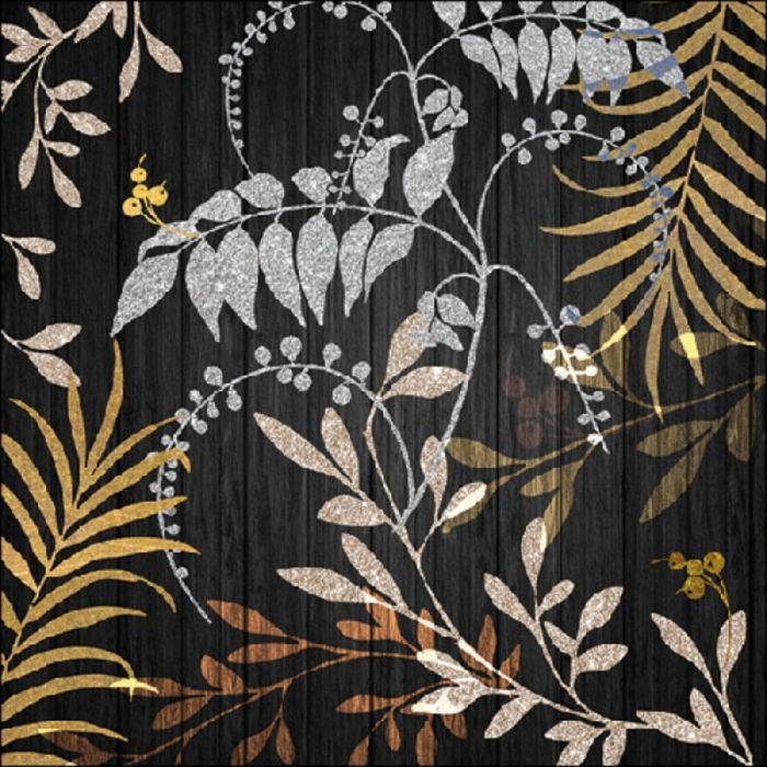 Salvetes 33cm 3-k. 20gab LUXURY LEAVES BLACK