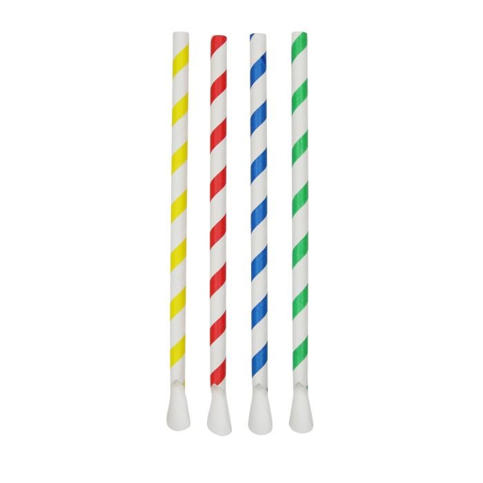 Paper straw-spoons ø8mm h-20cm 125 pcs multicolored