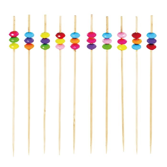 Decorative bamboo picks 9cm 100 pcs colorful GLOBE