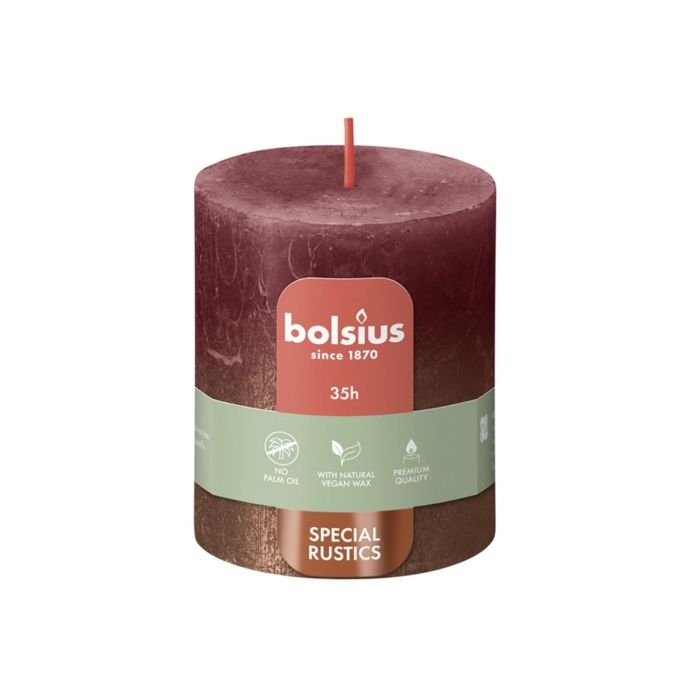 Svece ø6.8 h-8cm 35h RUSTIC VELVET RED