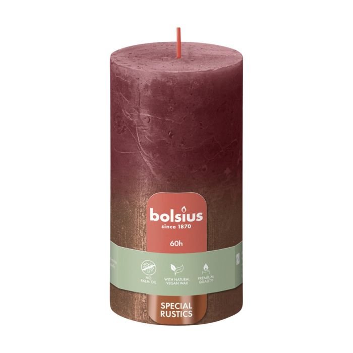Svece ø6.8 h-13cm 60h RUSTIC VELVET RED