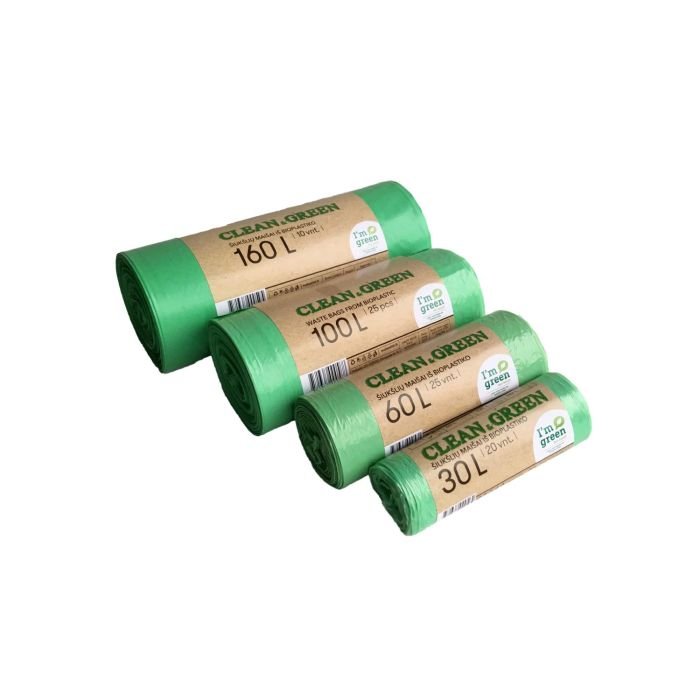 Atkritumu maisi CLEAN&GREEN, BIOBASED 60lx25gb 59x70cm (13 mic)