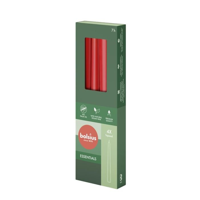 Sveces konusveida h-24.5cm ø2.4cm 4gab Delicate Red