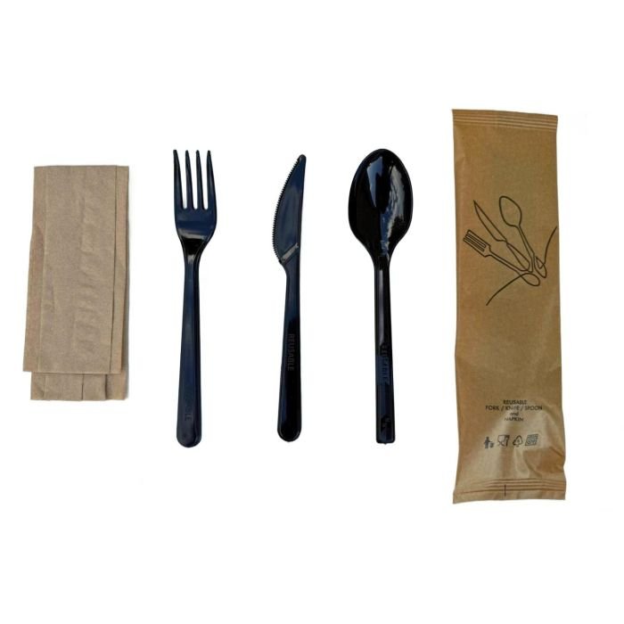 Galda pied. komplekts (karote,dakša,nazis,salvete) PS melns 18cm 50gab GASTROFUL