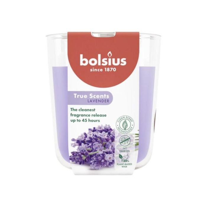 Svece arom. stikla trauc. h-9.7cm ø8.5cm 45h LAVANDA