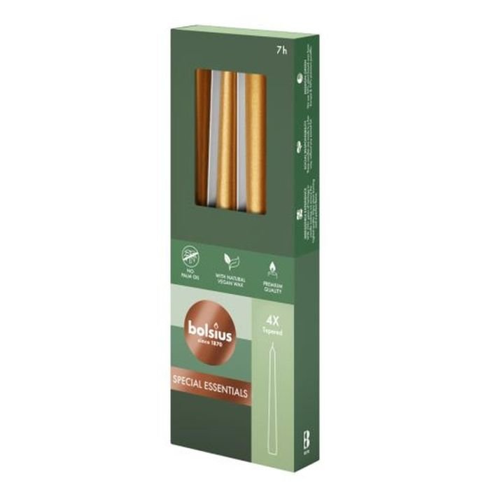 Sveces konusveida h-24.5cm ø2.4cm 4gab Golden Orange