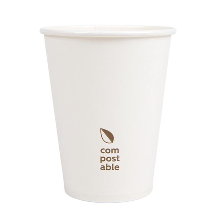 Glāzes v/l. papīra 360ml baltas 50gab COMPOSTABLE (vāki 90 mm)