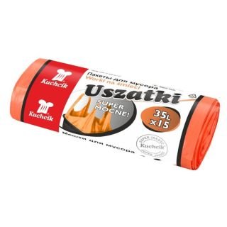 Atkritumu maisi ar rokturiem 35L 15gab oranži (13 mic)