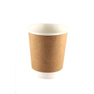 Glāzes v/l papīra 200-250ml HOT NATURAL ar dubulto sienu 25 gab. (vāki 80mm)