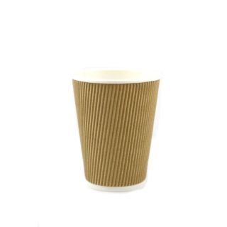 Glāzes v/l. papīra 300-350ml rievotas/brūnas (vāki 90mm) 25gab
