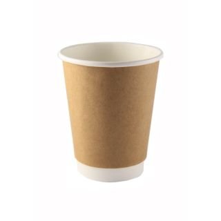 Glāzes v/l papīra 350ml HOT NATURAL ar dubulto sienu 25 gab. (vāki 90mm)