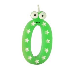 Candle - number 0 9cm high with eyes assorted colors