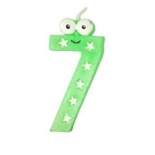 Candle - number 7 9cm high with eyes assorted colors