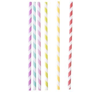 Paper straws ø6mm h-19.7cm 100 pcs striped