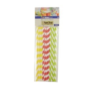 Paper straws ø6mm h-19.7cm 12 pcs striped (yellow/red/green/white)