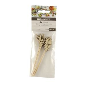Decorative picks LEAVES 12cm 6 pcs