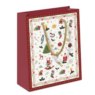 Gift bag Ornaments all over red
