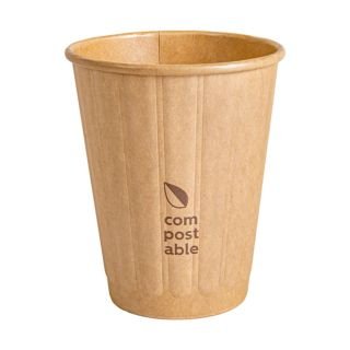 Glāzes v/l. papīra 240ml brūnas 50gab PLASTIC FREE (vāks 275.22)